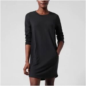 Athleta Balance Sweatshirt Dress Long Sleeve Athletic Athleisure Black Small